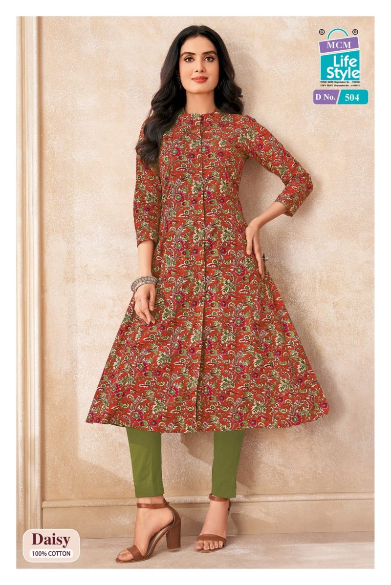 Daisy Vol 5 By Mcm Cotton Printed A Line Flair Kurtis 